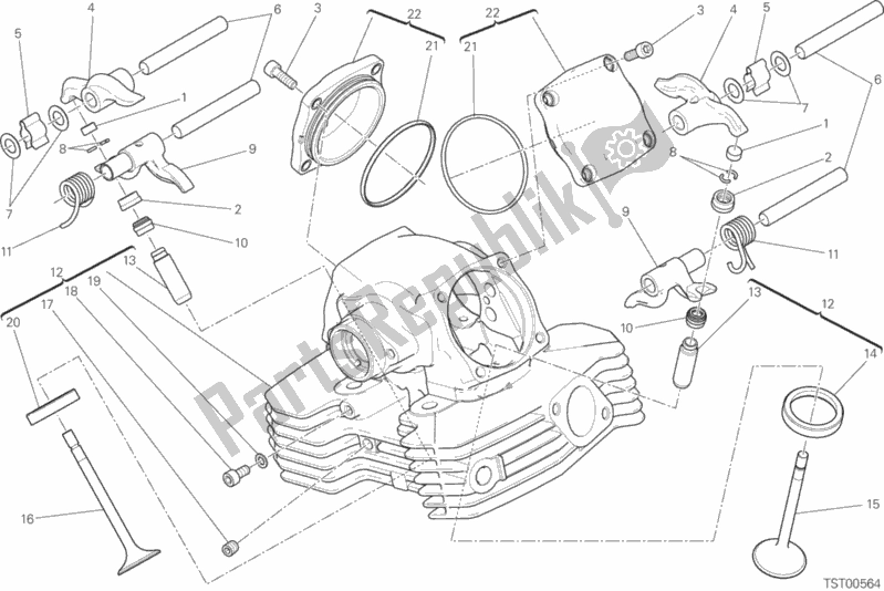 Todas las partes para Cabeza Vertical de Ducati Scrambler Sixty2 USA 400 2017